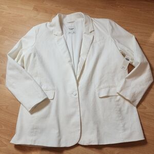NWT A&F Linen Blend White Blazer Jacket Women's Size XL (Blemish)